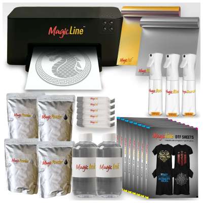 MagicLine ONE Complete HTF Printing Bundle - Includes Printer, Consumables for 800 Shirts