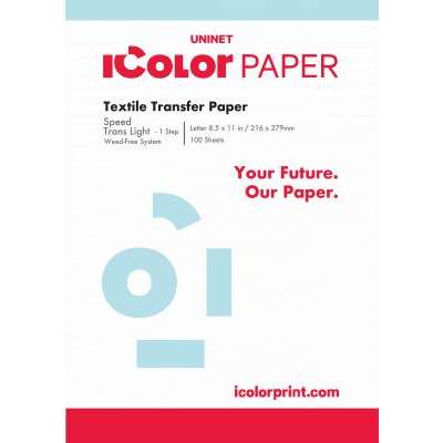 iColor Speed Trans Light 1 Step Transfer Media 8.5 in x 11 in (216 x 279mm) - includes 100 pcs